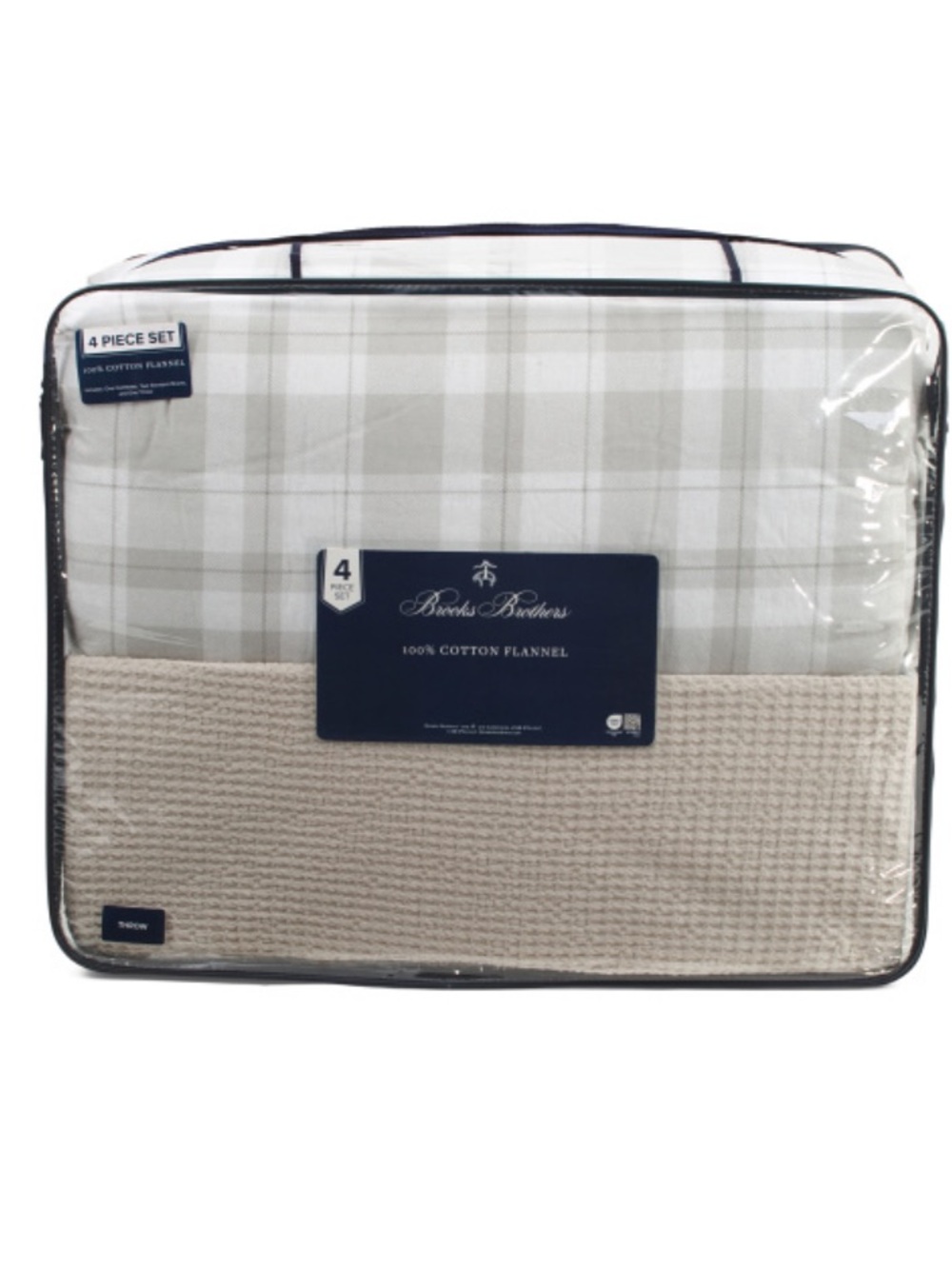 Brooks Brothers Ivory Plaid Cotton Comforter Set